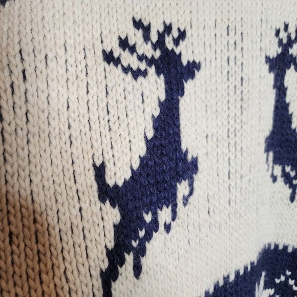 NWT Lorenzo Magni Italy Wool Alpaca Blend Chunky Knit Cardigan Deer Snowflake XL - Picture 9 of 16